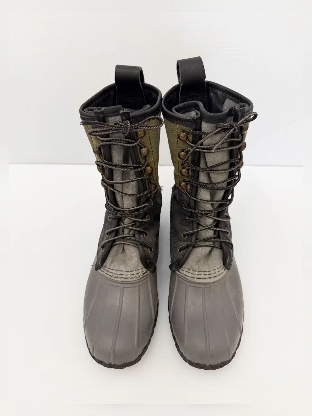 LL Bean Boots Duck Boots Waxed Canvas And Rubber Lace Up Boots - 7